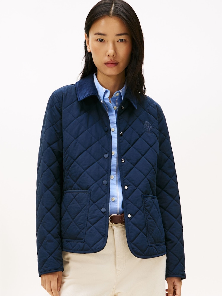 Tommy Hilfiger Blue Crest Embroidery Padded Quilted Slim Jacket - Image 1 of 5