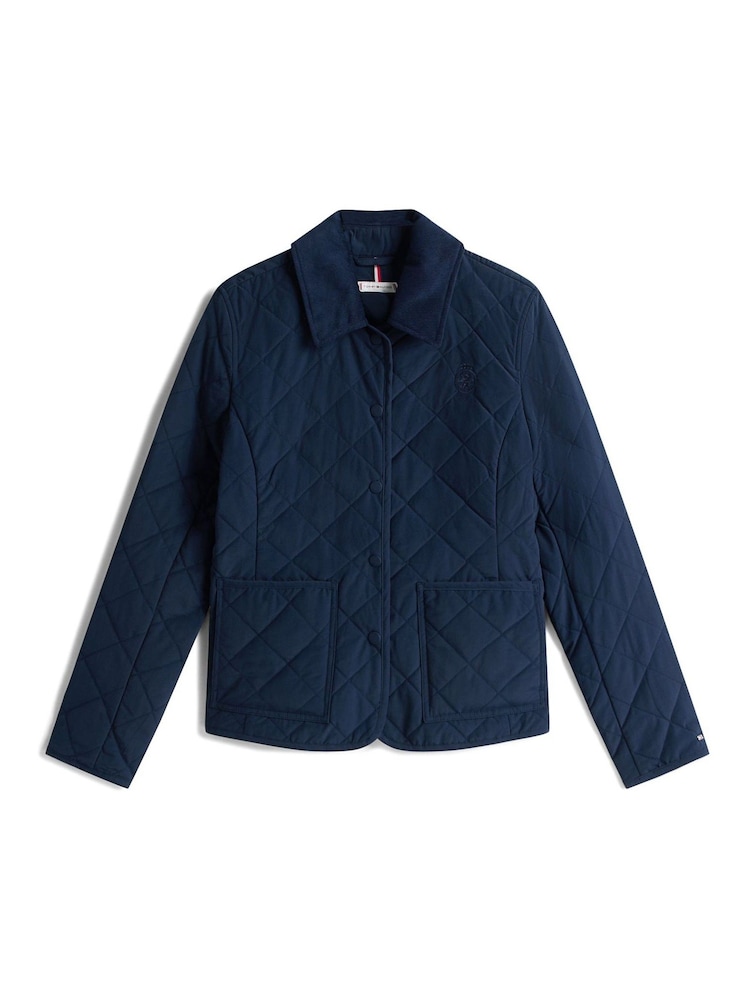 Tommy Hilfiger Blue Crest Embroidery Padded Quilted Slim Jacket - Image 5 of 5