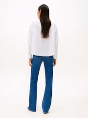 Tommy Hilfiger White Poplin Tie Neck Oversized Fit Shirt - Image 3 of 5
