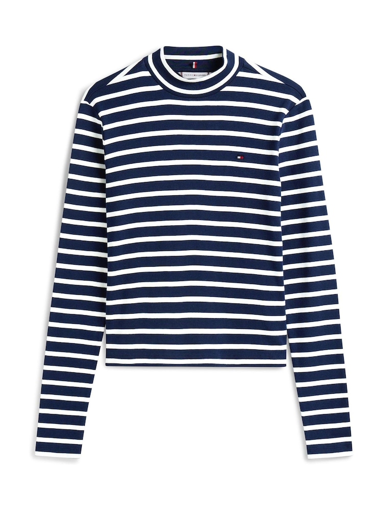 Tommy Hilfiger Blue Mock Neck Slim Long Sleeve Top - Image 5 of 5 Tommy Hilfiger Blue Mock Neck Slim Long Sleeve Top - Image 5 of 5