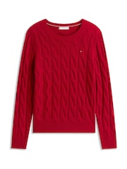 Tommy Hilfiger Red Cable Knit Soft Wool Jumper - Image 5 of 5