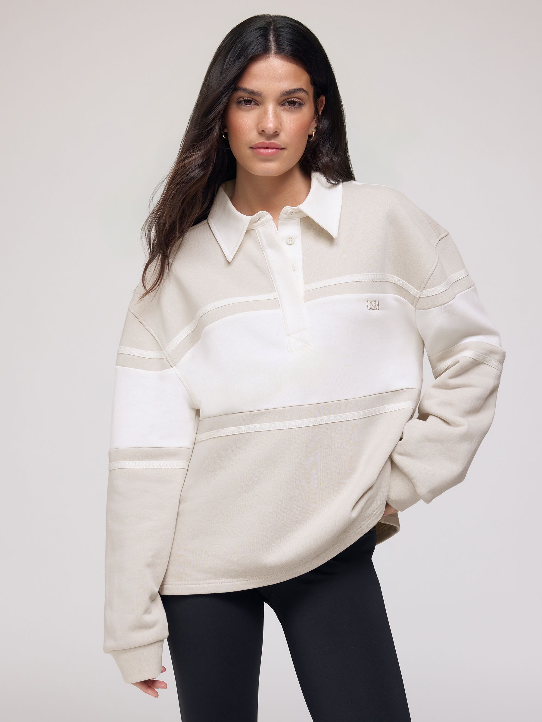 トップス kashiko Rugby Tee ivory Buy OSIA Cream Long Sleeve Rugby Polo Top from the Next UK online shop