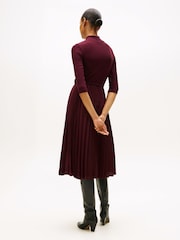 Tommy Hilfiger Red Pleated Midi Fit And Flare Dress - Image 2 of 5