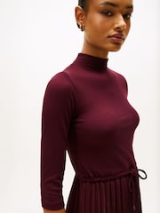 Tommy Hilfiger Red Pleated Midi Fit And Flare Dress - Image 3 of 5