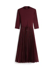 Tommy Hilfiger Red Pleated Midi Fit And Flare Dress - Image 5 of 5