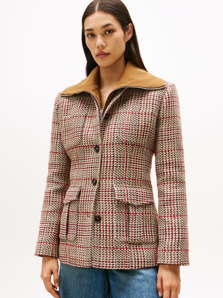 Tommy Hilfiger Red Regular Fit Tweed Single Breasted Blazer - Image 1 of 5 Tommy Hilfiger Red Regular Fit Tweed Single Breasted Blazer - Image 1 of 5