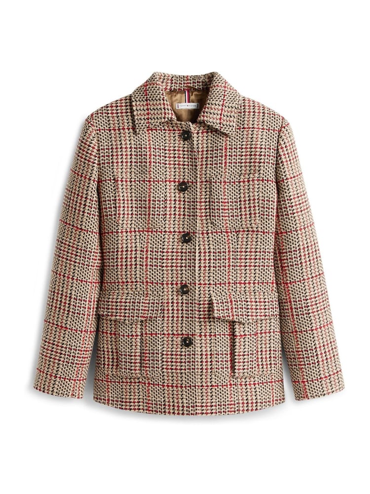 Tommy Hilfiger Red Regular Fit Tweed Single Breasted Blazer - Image 5 of 5 Tommy Hilfiger Red Regular Fit Tweed Single Breasted Blazer - Image 5 of 5