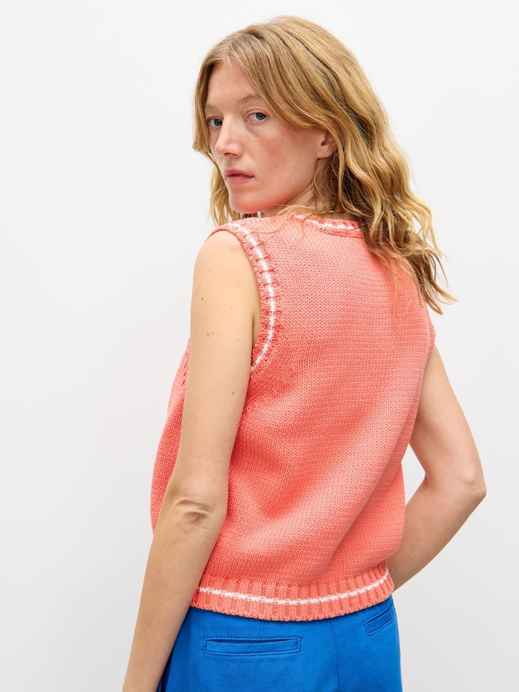 Oliver Bonas Orange Embroidered Knitted Vest - Image 2 of 7 Oliver Bonas Orange Embroidered Knitted Vest - Image 2 of 7