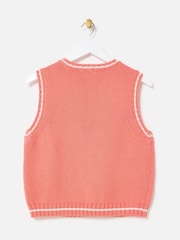 Oliver Bonas Orange Embroidered Knitted Vest - Image 4 of 7