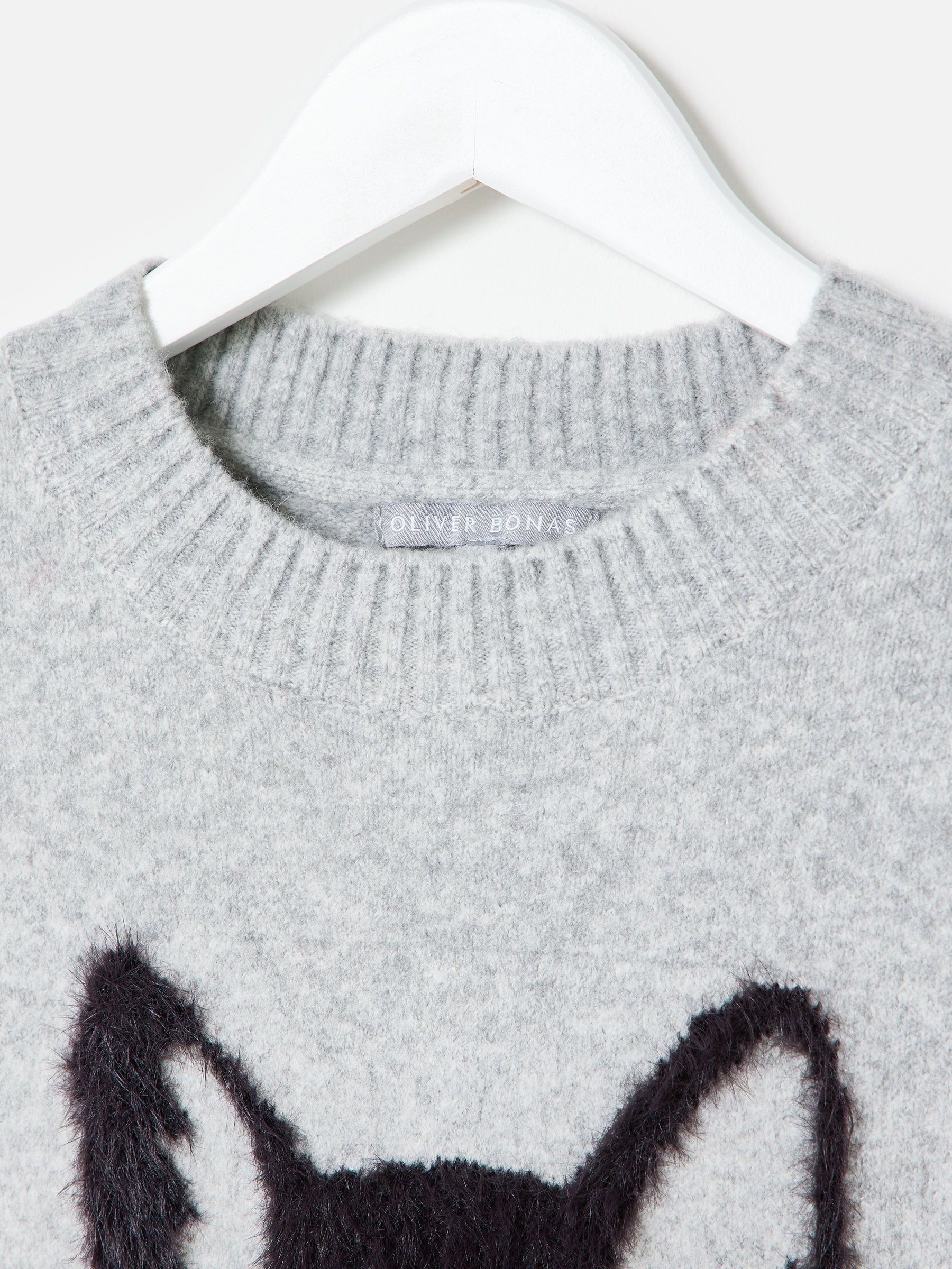 Buy Oliver Bonas Grey Fluffy Cat Knitted Jumper from Next USA