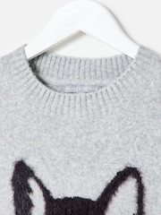 Oliver Bonas Brown Fluffy Cat Knitted Jumper - Image 3 of 6