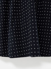 Oliver Bonas Black Polka Dot Shirred Bodice Puff Sleeve Midi Dress - Image 7 of 7