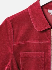 Oliver Bonas Red Corduroy Zip-Up Short Sleeve Jumpsuit - Image 3 of 6