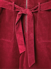 Oliver Bonas Red Corduroy Zip-Up Short Sleeve Jumpsuit - Image 5 of 6