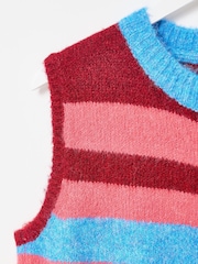 Oliver Bonas Blue Striped Button Up Knitted Waistcoat - Image 4 of 5