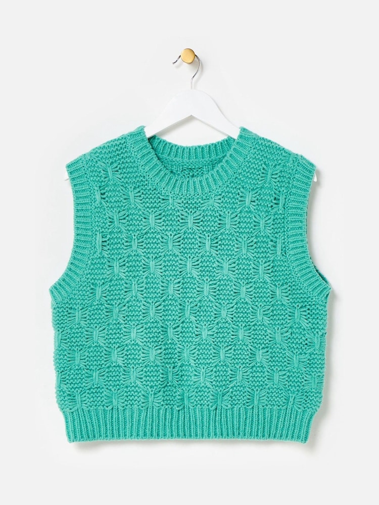 Oliver Bonas Green Chunky Knitted Vest - Image 1 of 5