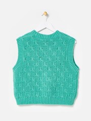 Oliver Bonas Green Chunky Knitted Vest - Image 2 of 5