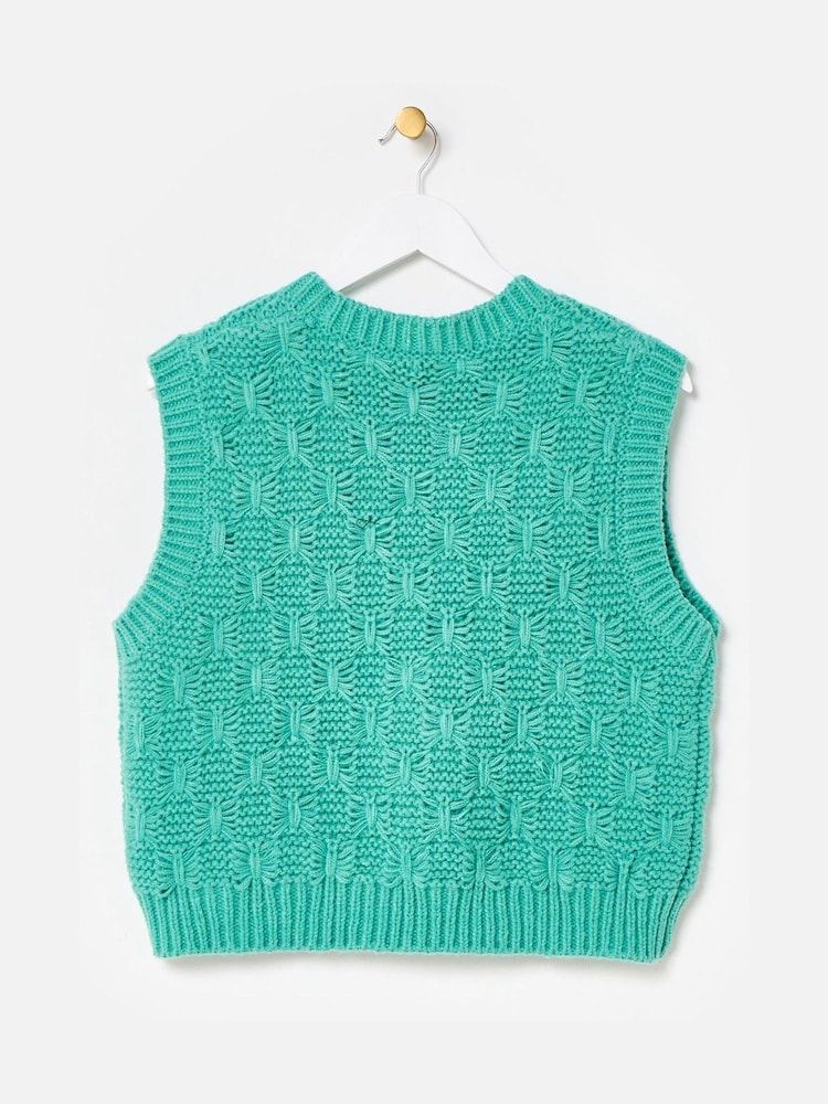 Oliver Bonas Green Chunky Knitted Vest - Image 2 of 5