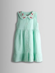 JoJo Maman Bébé Green Collared Sleeveless Button Through Dress - Image 1 of 3