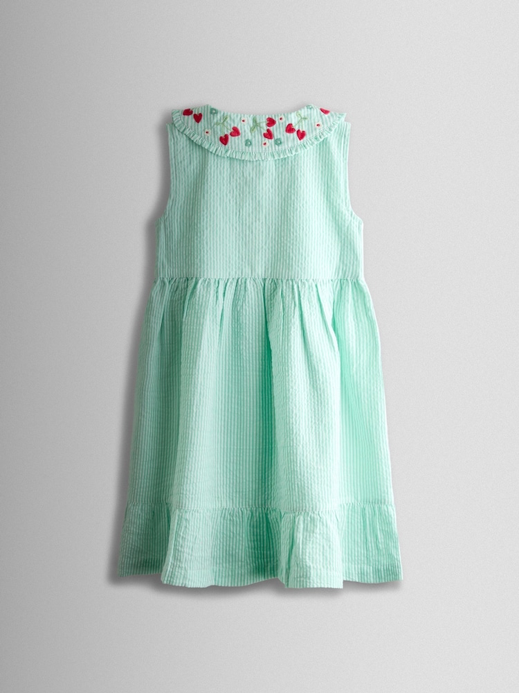 JoJo Maman Bébé Green Collared Sleeveless Button Through Dress - Image 2 of 3 JoJo Maman Bébé Green Collared Sleeveless Button Through Dress - Image 2 of 3