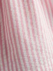 JoJo Maman Bébé Dusky Pink Stripe Daisy Smocked Frill Shoulder Playsuit - Image 4 of 4