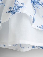 JoJo Maman Bébé Blue Bows & Flowers Heart Cut Out Sun Dress - Image 3 of 4