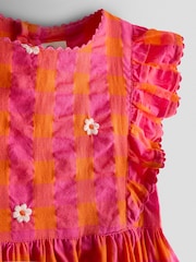 Rochie brodată cu volane pe umăr JoJo Maman Bébé - Imaginea 3 din 4