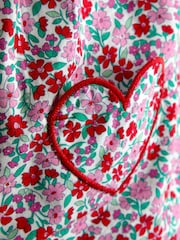 أحمر مشجر - JoJo Maman Bébé Ruffle Shoulder Romper - صورة 3 من 3