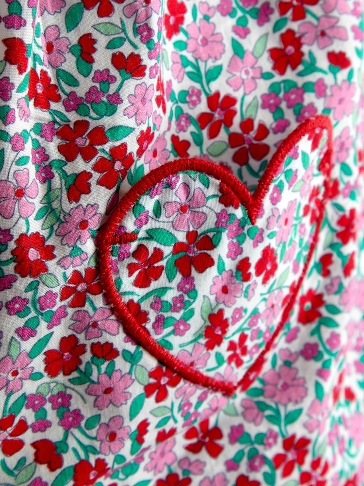 أحمر مشجر - JoJo Maman Bébé Ruffle Shoulder Romper - صورة 3 من 3