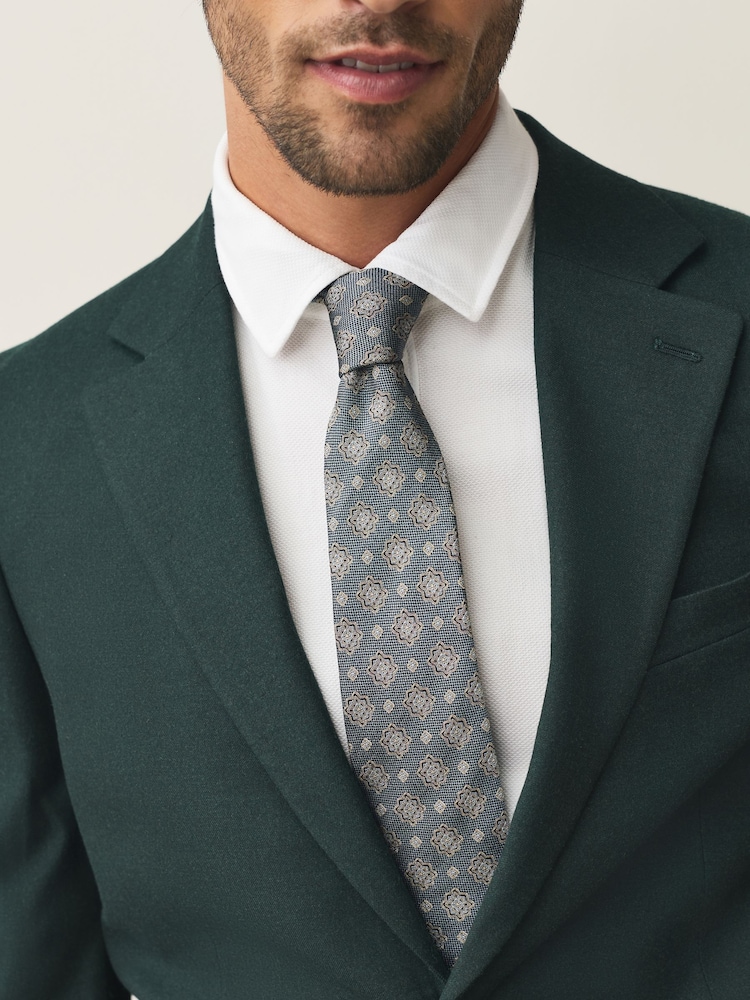 Green Signature Silk Geometric Tie - Image 1 of 5
