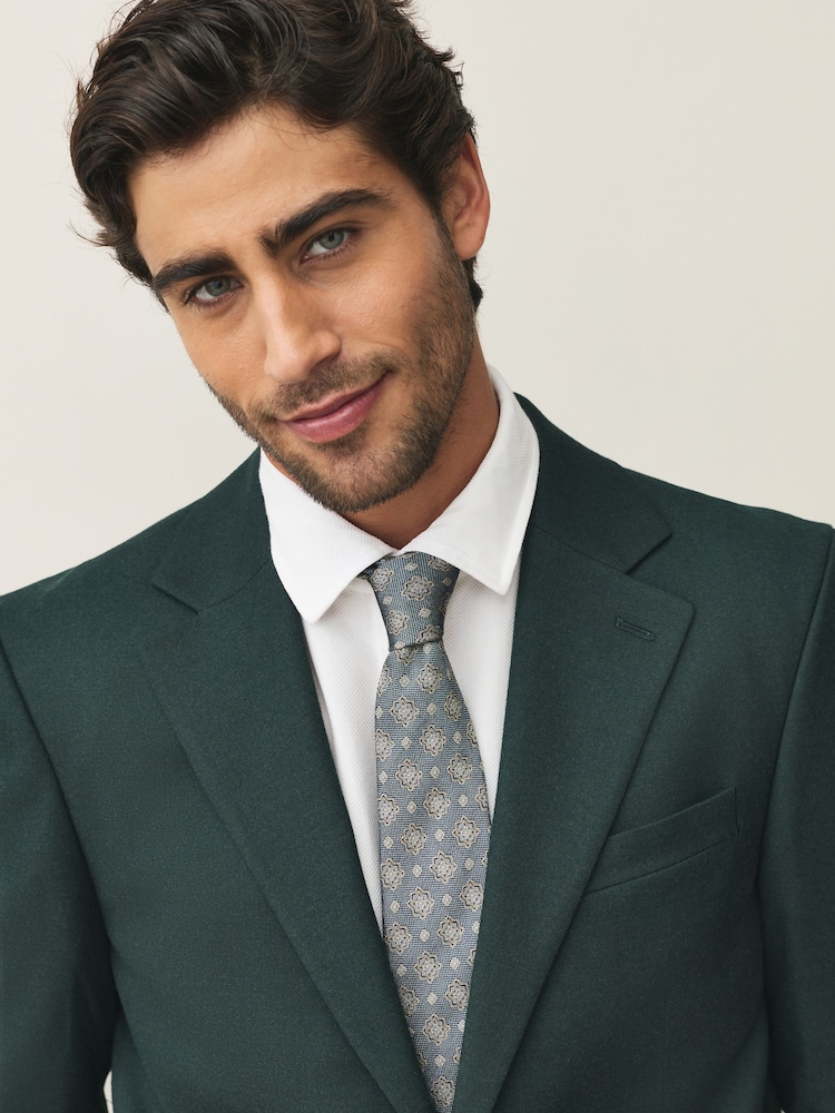 Green Signature Silk Geometric Tie - Image 2 of 5