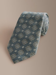 Green Signature Silk Geometric Tie - Image 3 of 5