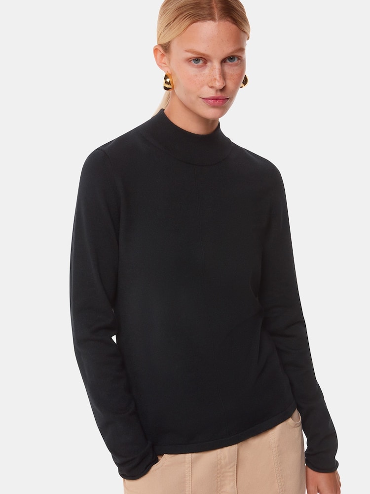 Whistles Black Mira Funnel Neck Knit Jumper - Image 1 of 5