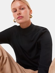 Whistles Black Mira Funnel Neck Knit Jumper - Image 4 of 5