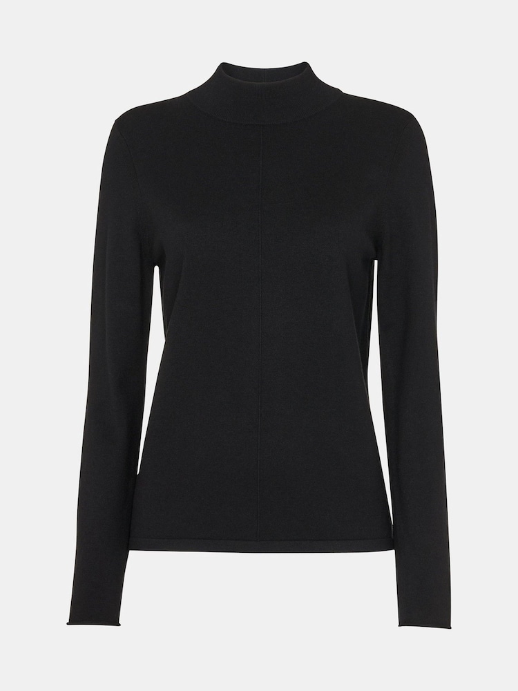 Whistles Black Mira Funnel Neck Knit Jumper - Image 5 of 5