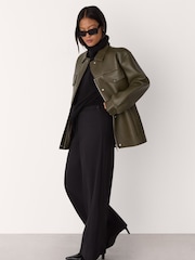 Whistles Black Petite Ponte Wide Leg Trousers - Image 3 of 5