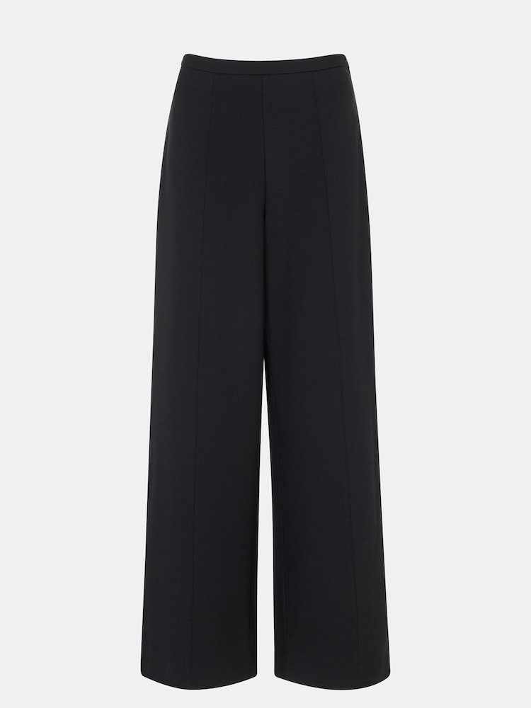 Whistles Black Petite Ponte Wide Leg Trousers - Image 5 of 5