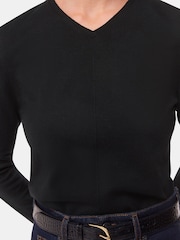 Whistles Black Mila V-Neck Knit Jumper - Image 4 of 5
