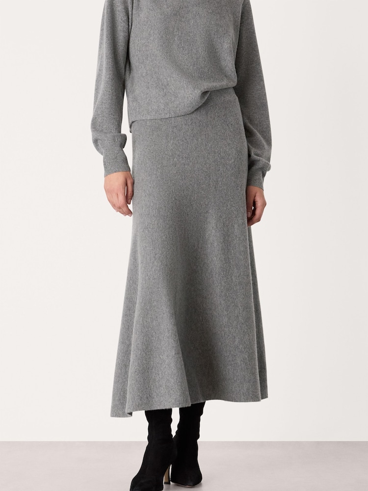Whistles Grey Knitted Midi Skirt - Image 1 of 5