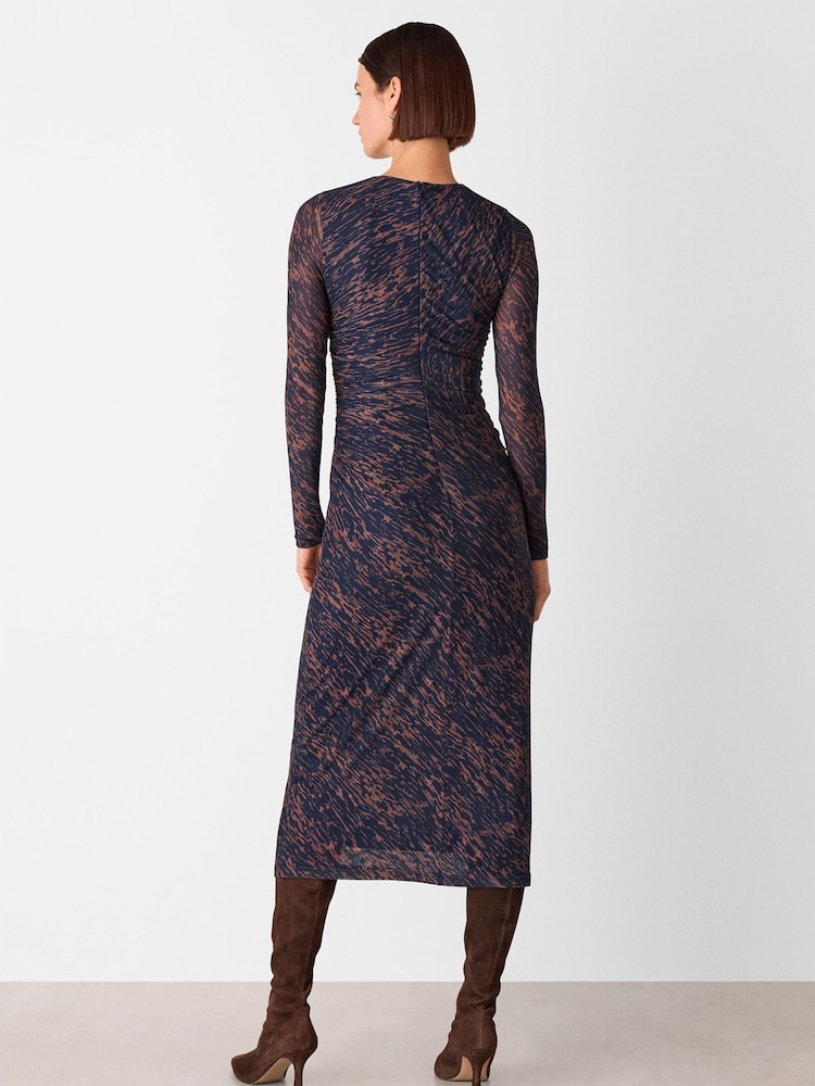 Whistles Blue Abstract Marks Mesh Dress - Image 2 of 5