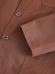 Marrón óxido - Relaxed Fit Cotton Blend Textured Suit Jacket - Imagen 12 de 12