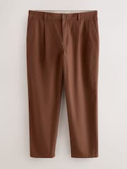 Rust Brown Relaxed Fit Cotton Blend Textured Suit Trousers - Image 5 of 9