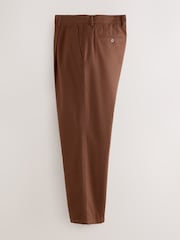 Rust Brown Relaxed Fit Cotton Blend Textured Suit Trousers - Image 6 of 9