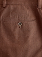 Rust Brown Relaxed Fit Cotton Blend Textured Suit Trousers - Image 7 of 9