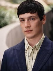 Navy Relaxed Fit Linen Blend Stripe Suit Jacket - Image 4 of 8