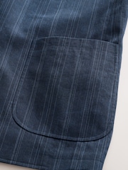 Navy Relaxed Fit Linen Blend Stripe Suit Jacket - Image 7 of 8