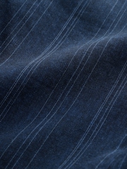 Navy Relaxed Fit Linen Blend Stripe Suit Jacket - Image 8 of 8