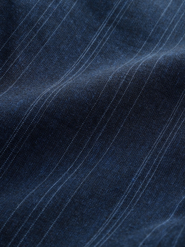 Navy Relaxed Fit Linen Blend Stripe Suit Jacket - Image 8 of 8