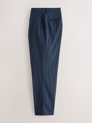 Navy Relaxed Fit Linen Blend Stripe Suit Trouser - Image 6 of 9