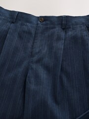 Navy Relaxed Fit Linen Blend Stripe Suit Trouser - Image 8 of 9